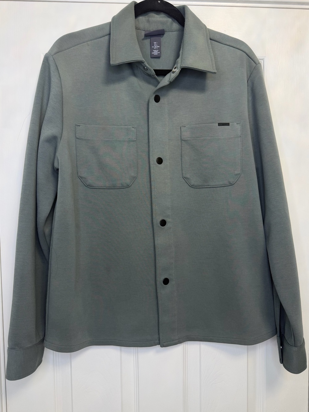H&M Men's Regular Fit Scuba Overshirt Shacket Green Size L / M
